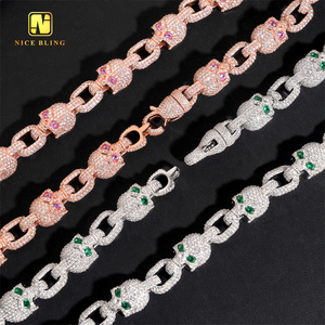 Scheletro di teschio 2025 colorato fiore Moissanite cubano bracciale Ready Stock Hip Hop diamanti fantasia cubano catena di Moissanite 925 - Product Image 2