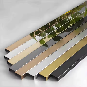 Perfil de acero inoxidable Tira de ajuste decorativa Perfiles de cerámica en forma de U Decoración de muebles de pared Superficie de espejo de 1mm <span class=keywords><strong>Interior</strong></span> - Product Image 5