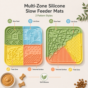 Silicone Slow <b>Feeder</b> Mat Multi Zone Pet Licking Pad Anti Choking Dog <b>Cat</b> Feeding Tray Indoor Use - Product Image 2