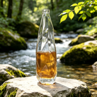 Bouteille en verre personnalisée de 500 ml et 750 ml avec bouchons de qualité commerciale pour eau minérale pétillante, tequila, whisky, vodka, boissons