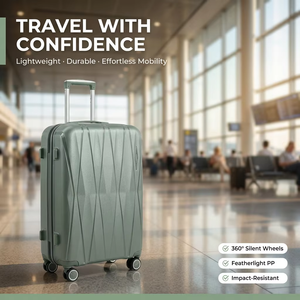 Ensemble de 3 valises de voyage à roulettes en PP avec logo personnalisé, poignée large, unisexe - Product Image 1