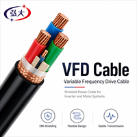 Câble de variateur de fréquence (VFD) à faible capacité, blindage double cuivre, isolation XLPE, gaine PVC, anti-EMI, fourni par l'usine HongDa