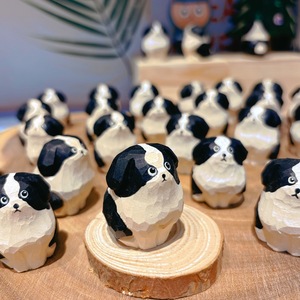 Wood Carving Border Collie Gift Decorative Item <strong>Figurine</strong> Birthday Gifts Purely <strong>Hand</strong>-carved Wood Products New Style Handicrafts - Product Image 1