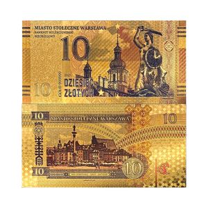 Coleccionable 2017 Polonia 10 billetes de plástico billete de Banco Chapado en lámina de oro billete - Product Image 2