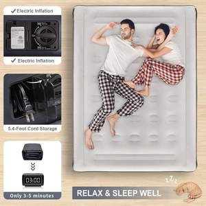 LGM Nouveau modèle <span class=keywords><strong>Lit</strong></span> gonflable double <span class=keywords><strong>surélevé</strong></span> <span class=keywords><strong>avec</strong></span> plastique floqué - Product Image 2