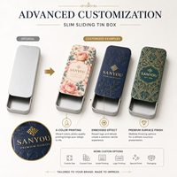 Boîte en métal coulissante personnalisée avec logo, fabricant OEM, petit emballage métallique, étui en étain durable et portable