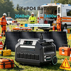 Estación de energía portátil US Spot con control remoto LiFePO4 de 2048 Wh, generador solar portátil de 2400 W con panel solar de 100/200/400/500 W - Product Image 1