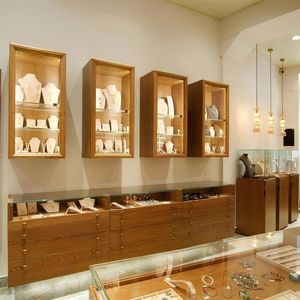 <span class=keywords><strong>Vitrine</strong></span> à bijoux élégante en <span class=keywords><strong>bois</strong></span> de style mid-century avec poignées dorées, <span class=keywords><strong>vitrine</strong></span> en verre plat de qualité supérieure pour magasin de bijoux haut de gamme - Product Image 4