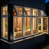 Fenêtre à battant en aluminium avec grille et vitrage, pour mur extérieur de villa