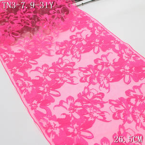 Encaje Bordado Floral <span class=keywords><strong>Rosa</strong></span> Brillante de 26 cm, Diseño Francés Ecológico, Encaje Bordado de Malla para Ropa de Mujer y Lencería - Product Image 1