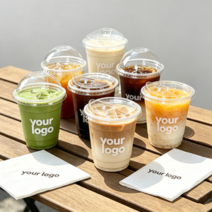 แก้วพลาสติกใสแบบใช้แล้วทิ้งสำหรับสัตว์เลี้ยง  แก้วกาแฟใสพิเศษพร้อมฝาปิดแบบแบนสำหรับเครื่องดื่มเย็น คาเฟ่ ขนาด 15 ออนซ์ 16 ออนซ์ 12 ออนซ์ - Product Image 1
