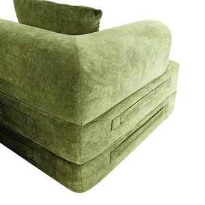 Sofá cama moderno en forma de L de terciopelo con respaldo acolchado y brazos acolchados, convertible y comprimido, para sala de estar - Product Image 3