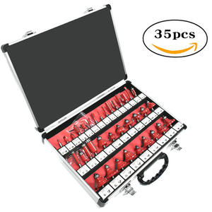 Xinsentuo Ensemble de 35 fraises pour le travail du bois, queue de 1/4 pouce, pour la sculpture et le dégrossissage, avec outil à tenons, en carbure - Product Image 3