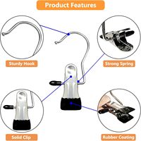 Pinces de suspension robustes en métal avec revêtement PVC, crochets de suspension pour vêtements pour balcon, organisateur de rangement simple niveau pour placard