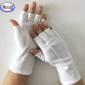 Venta SUPERIOR Medio dedo guantes de mano de algodón blanco sin dedos Marching Bordado muñeca larga Bordado Masones Guantes masónicos - Product Image 6