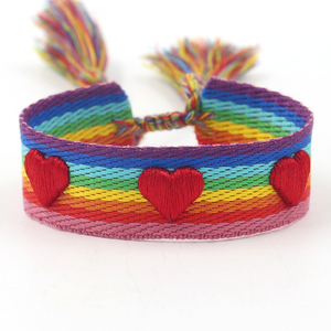 Nueva Pulsera Bordada con Letras de <span class=keywords><strong>Amor</strong></span>, Hecha a Mano, Arcoíris, <span class=keywords><strong>Amistad</strong></span>, Orgullo <span class=keywords><strong>Gay</strong></span>, con Borlas - Product Image 6