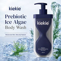 Gel Douche Hydratant KieKie aux Algues Glacées Marque Blanche OEM Équilibrant le Microbiome Prébiotique Logo Personnalisé Vente en Gros 500ml