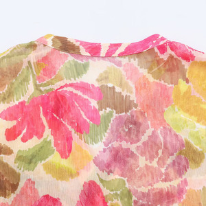 Chemisier décontracté pour femme ZATRHMBM Printemps 2026, nouvelle mode, imprimé floral perlé, style rétro, à manches longues et simple boutonnage - Product Image 5