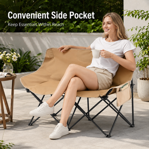 2 Person Stainless Steel Folding <b>Moon</b> <b>Chair</b> Portable Outdoor <b>Camping</b> <b>Chair</b> with Backrest for Picnic Beach Fishing Dining Hiking - Product Image 5