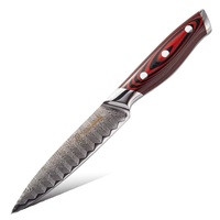 Couteau utilitaire de cuisine de haute qualité de 5 pouces, couteau utilitaire en acier Damas AUS10, couteaux de cuisine japonais en Damas avec manche en G10