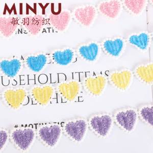 ลูกไม้ปักลายผ้าไหมนมโพลีเอสเตอร์100% ลายหัวใจสีแดงหลากสีลูกไม้ละลายน้ำได้ตัดแต่งสไตล์ชนเผ่าเซ็กซี่สำหรับกระเป๋า - Product Image 4