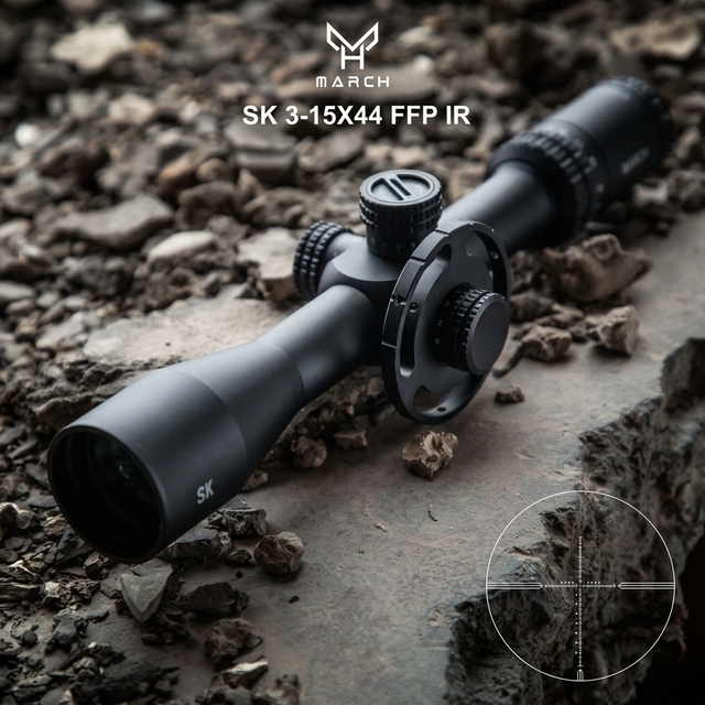 MARCH SK 3-15X44 FFP Tactical Hunting Scope-Aluminum Alloy Waterproof Illuminated Long Range Multi-Functional Outdoor Use