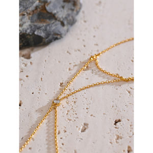 Jinأنت والحد الأدنى مقاومة للصدأ المعدن 316L الفولاذ المقاوم للصدأ الزركون اليد سلسلة المعصم مع سوار إصبع المجوهرات - Product Image 3