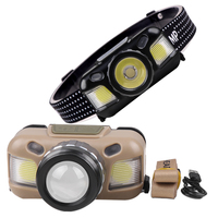 Senter Kepala Mini, Senter Kepala Sensor Kuat Dapat Diisi Ulang Mini Berkemah USB COB LED Senter Kepala Lampu Depan Lentera