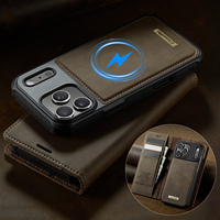 Casing Ponsel iPhone 18 Pro Max Magnetik Wireless Charging Card Holder Stand Wallet Flip Cover Kulit Sintetis 17 16 Plus 15 14 13