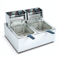 Friteuse électrique professionnelle de comptoir, 1 cuve, 2 paniers, 12 L, en acier inoxydable, chauffage rapide pour restaurant de restauration rapide et snack-bar