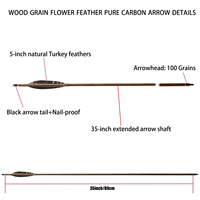 Flèches en carbone de bambou de 35 pouces, D6.2mm, flèches rétro traditionnelles avec plumes de dinde de 5 pouces pour tir à l'arc longbow, chasse et tir.