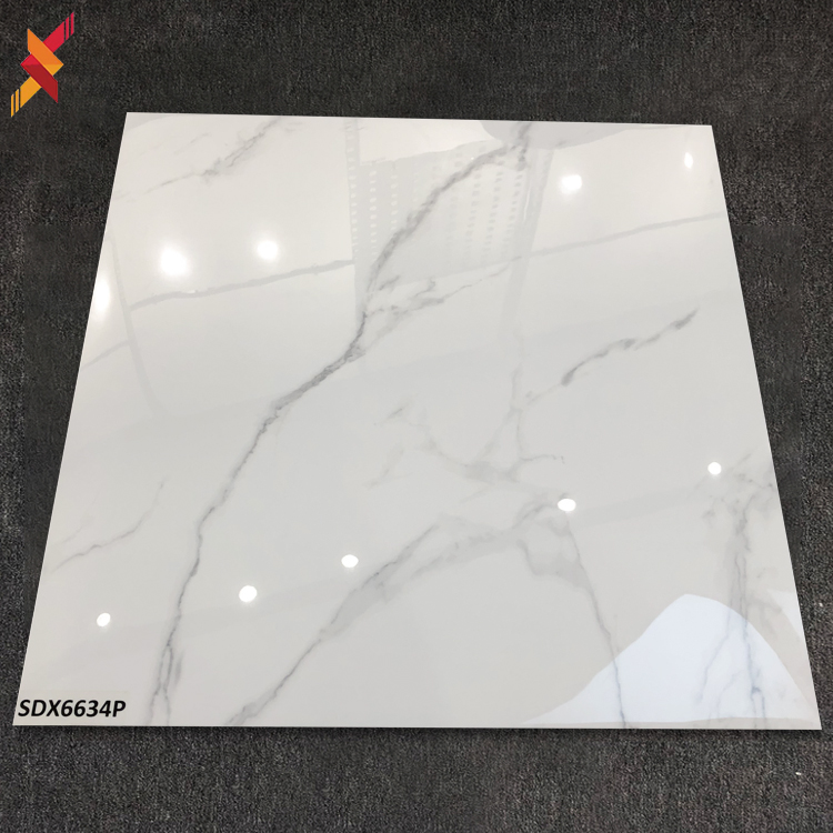 Le migliori piastrelle effetto marmo smaltato in ceramica all'ingrosso per interni in gres porcellanato bianco carrara per soggiorno 600x600