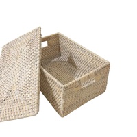Panier à linge personnalisé en osier naturel Panier à linge décoratif Boîte Panier de rangement en rotin tissé à la main du Vietnam avec couvercle