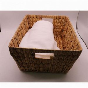 Panier en jacinthe d'eau écologique, tissé en paille, style marocain, en osier, pour bébé, joli panier à linge à 4 compartiments - Product Image 2