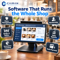 Système de point de vente (PDV) de détail alimenté par le cloud Cairan, terminal Android de bureau à double écran avec lecteur de cartes NFC et suite de gestion des ventes