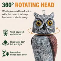Chouette de simulation mobile anti-oiseaux en plastique à tête rotative à 360 degrés pour jardin, décoration animale