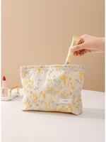 Grande trousse de toilette portable en coton et lin brodé, ultra-légère, grande capacité, pour rouges à lèvres