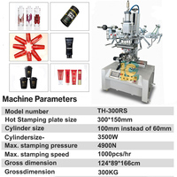 Máquina pneumática de estampagem a quente com posicionamento servo para impressão em potes de cosméticos, tubos flexíveis e tampas de garrafas.