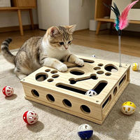 Boîte de labyrinthe d'enrichissement pour chat en bois avec logo personnalisé, jouet interactif de chasse, bois naturel durable pour chats d'intérieur
