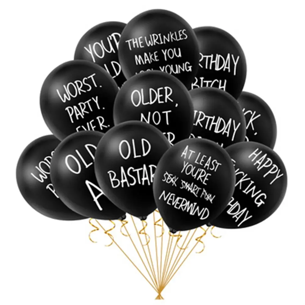 12 Inch 2.8g Printed Black Different Phrases Interesting Angry Birthday Party Balloon For Older