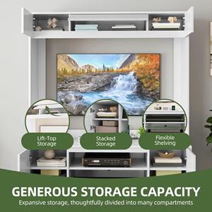 Meuble TV mural moderne en bois blanc de grande taille avec rangement pour salon - Product Image 3