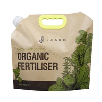 Pochette de recharge 2L en papier kraft brun naturel de qualité alimentaire, écologique, laminée, avec bec verseur et poignée, pour shampoing et savon liquide pour les mains