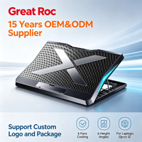 Support de refroidissement pour ordinateur portable Great Roc 6 ventilateurs, 2400 tr/min pour ordinateurs portables jusqu'à 17 pouces
