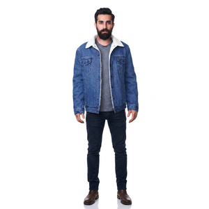 Mens <b>Denim</b> <b>Jacket</b> Zipper Closure Stand Collar Hooded Windproof Vintage Slim Fit Casual 100% Cotton <b>Denim</b> <b>Jacket</b> 2026 Fashion - Product Image 1