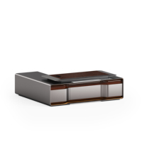 Bureau de direction intelligent à LED 2400 mm, table de PDG en bois de placage naturel avec finition cristal, MDF E1, mobilier de bureau