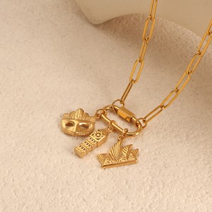 Ciondoli in acciaio inossidabile placcato oro 18K PVD per gioielli fai da te che fanno pendenti icone del mondo del viaggio - Product Image 5