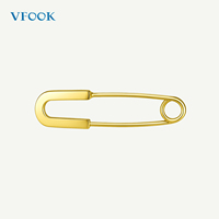Composants de fabrication de bijoux VFOOK Findings, forme épingle de sûreté minimaliste, fermoir multi-tailles en or massif 18 carats pour bracelet et collier