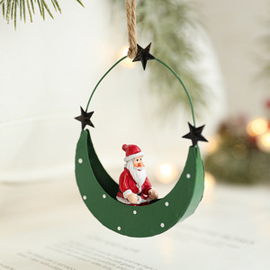 Pendentif arbre de noël suspendu ornements fer ornements de noël lune <span class=keywords><strong>bateau</strong></span> bonhomme de neige renne père noël arbre de noël pendentif - Product Image 2
