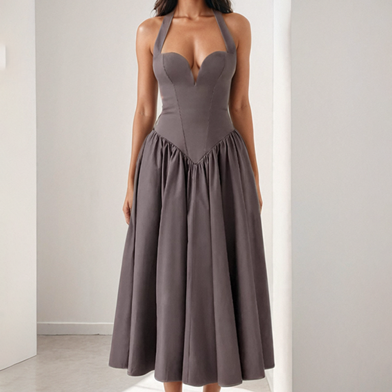 Order Online Sweetheart Neckline Midi Dress Ecovero Viscose Material |  Alibaba.com