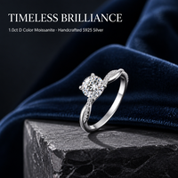 Bague en Moissanite en Argent Sterling 925, Coupe Ronde 1 Carat, Sertie de Quatre Griffes, Bande Pavée Torsadée, Bijou de Fiançailles pour Femme, Cadeau